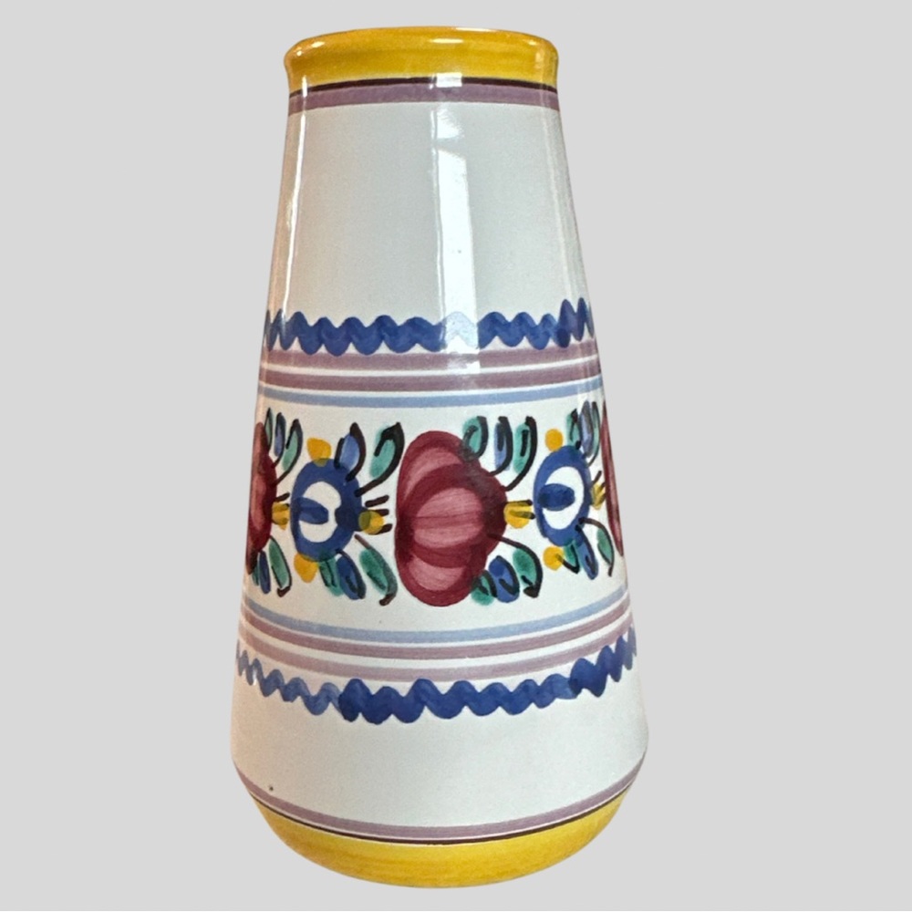 Pottery Vase Small Hand Painted Multi Colored Floral